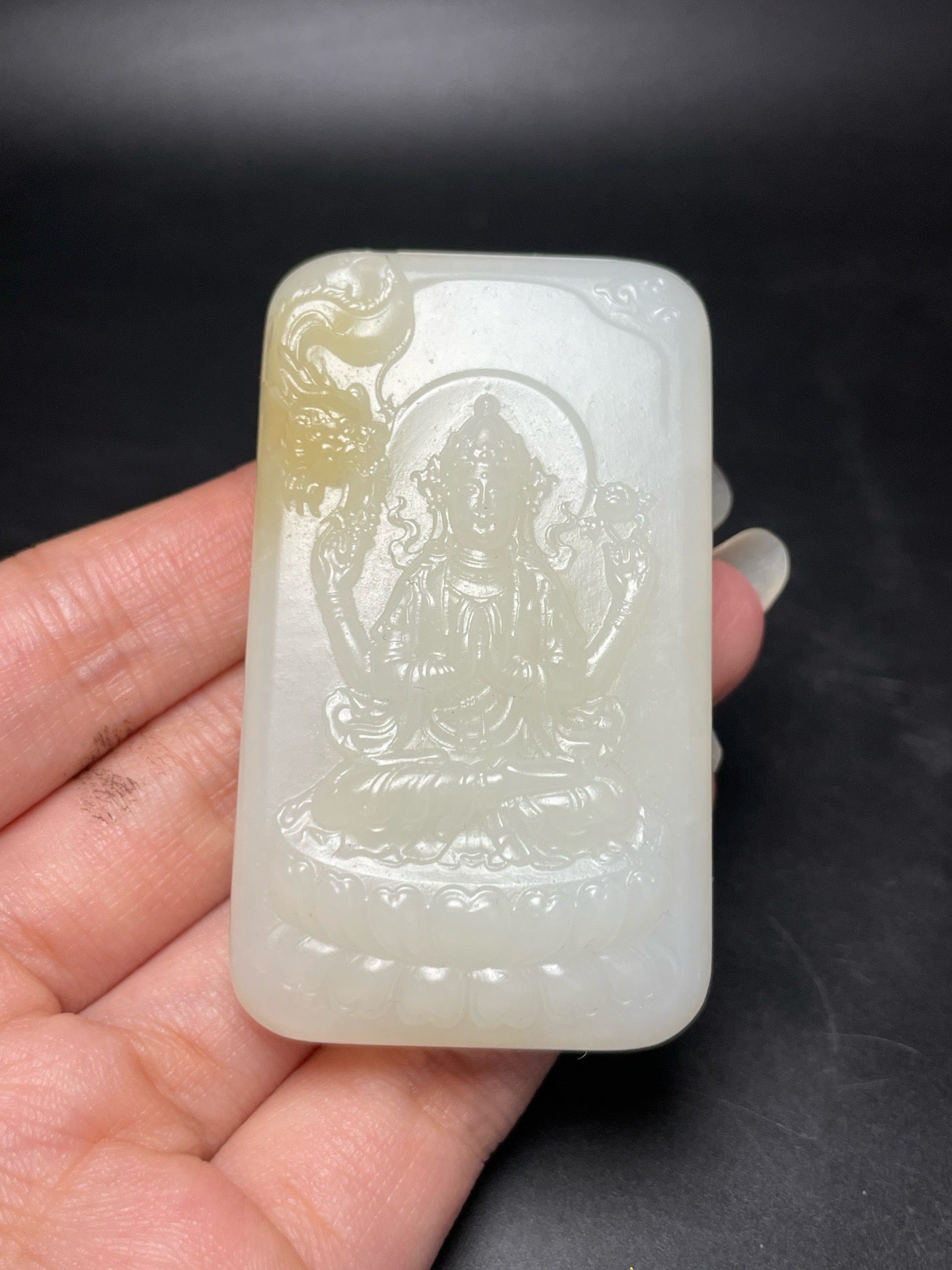 Chinese antique jade plaque, Thousand Handed Guanyin