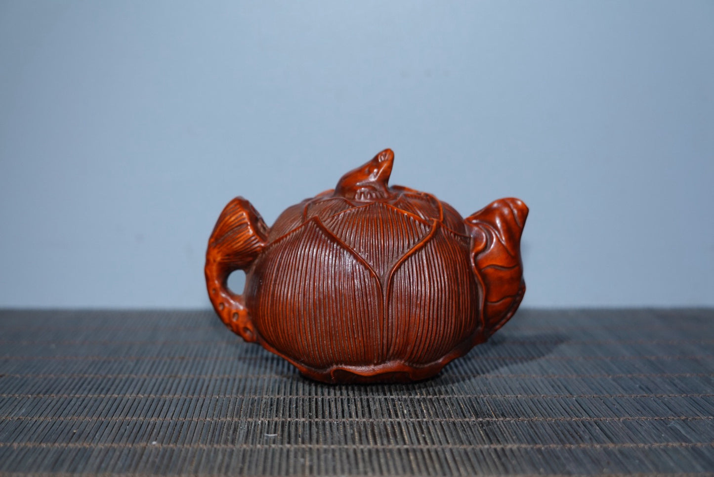 Collection of boxwood carved lotus handle pot ornaments