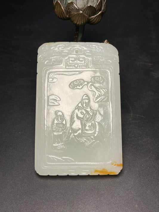 Chinese Antique Hotan Jade Zigang Brand of Ming and Qing Dynasties