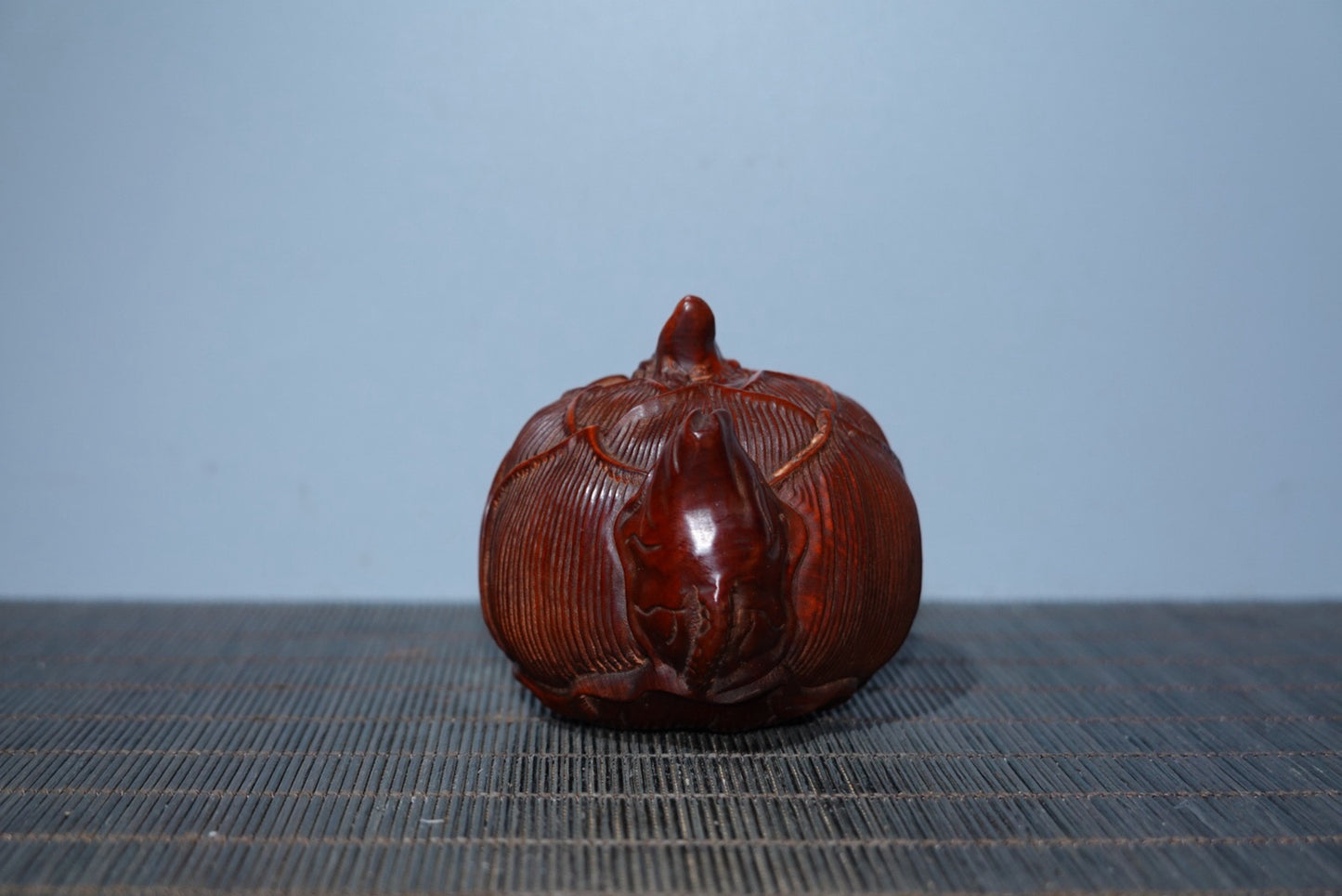 Collection of boxwood carved lotus handle pot ornaments