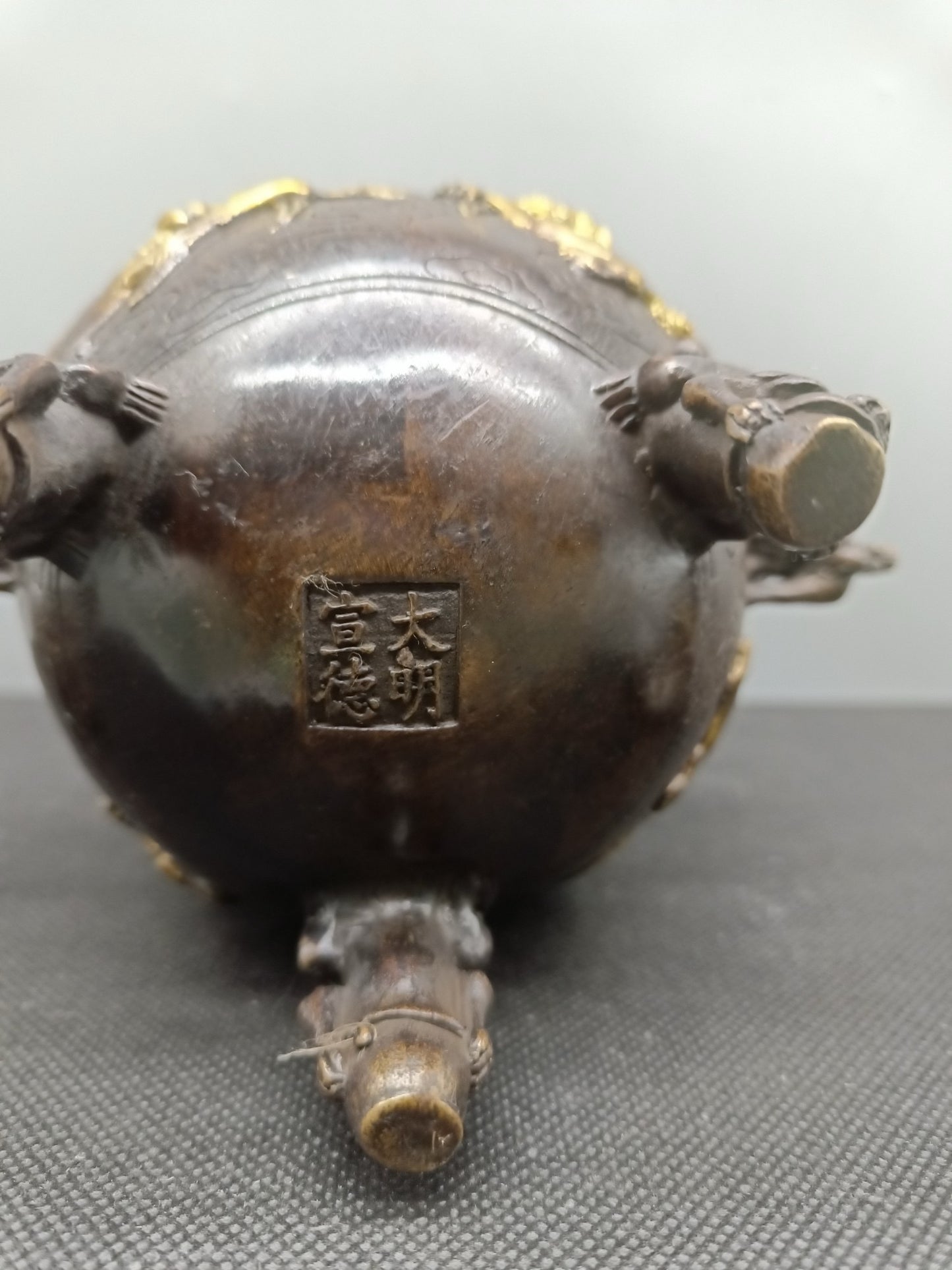 Chinese Antique Pure Copper Three Layer Lion Stove
