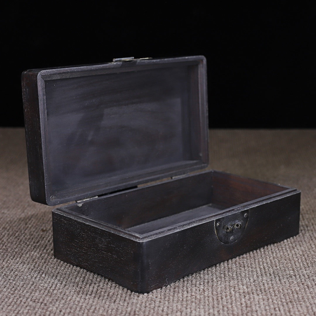 Chinese antique ebony inlaid jade multi treasure box storage box