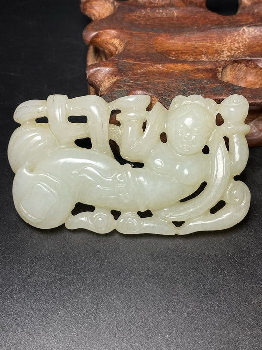 Chinese Antique Hotan Jade Dunhuang Flying Fairy