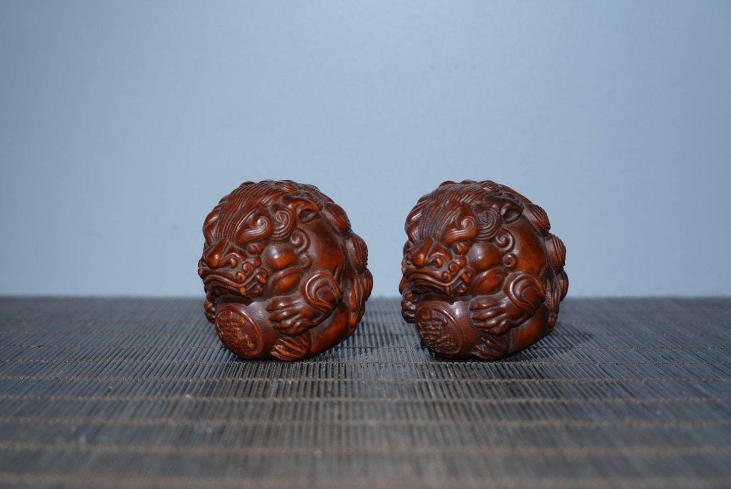 Collection Huangyang Wood Carved Pixiu Health Ball Pair of Gifts