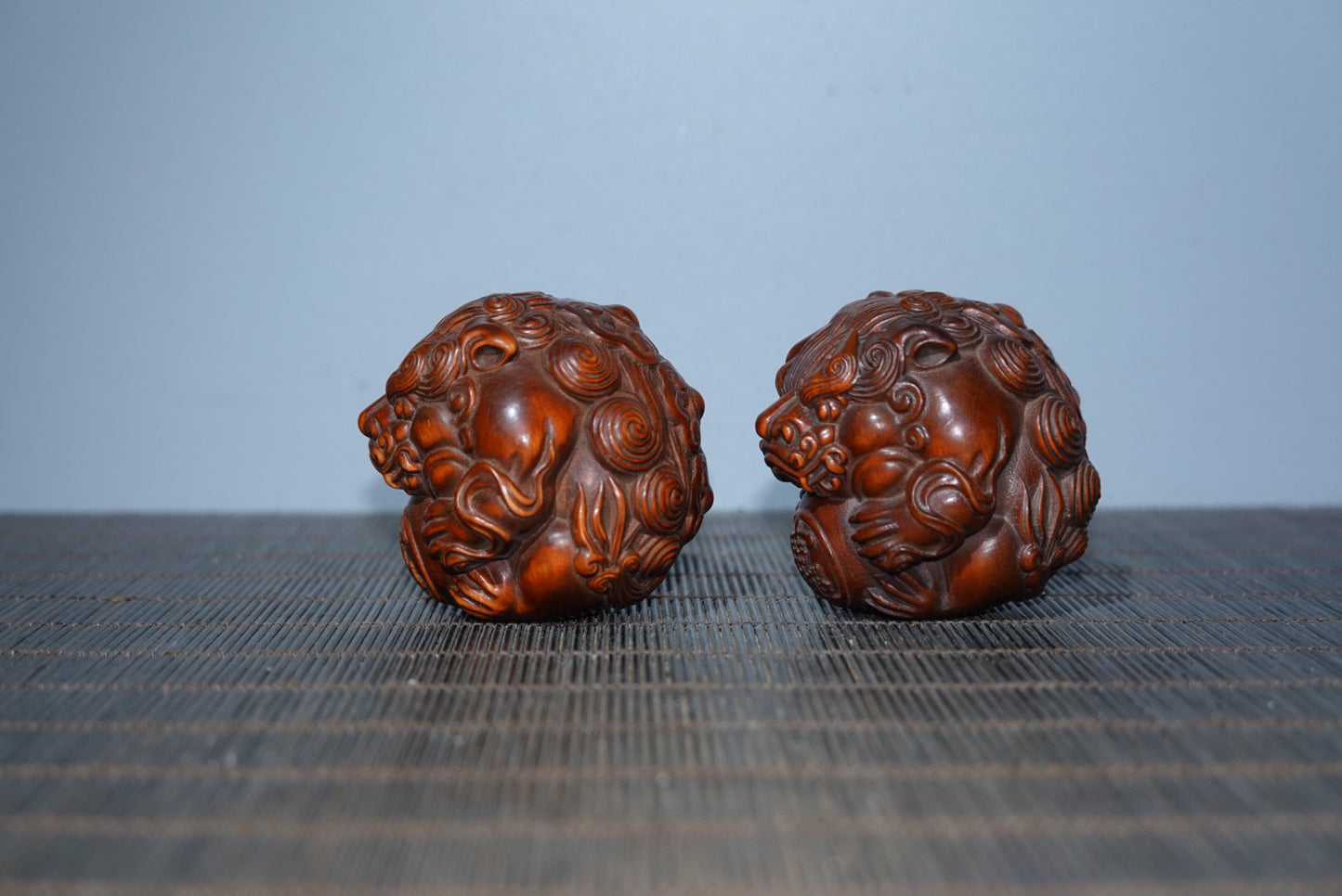 Collection Huangyang Wood Carved Pixiu Health Ball Pair of Gifts