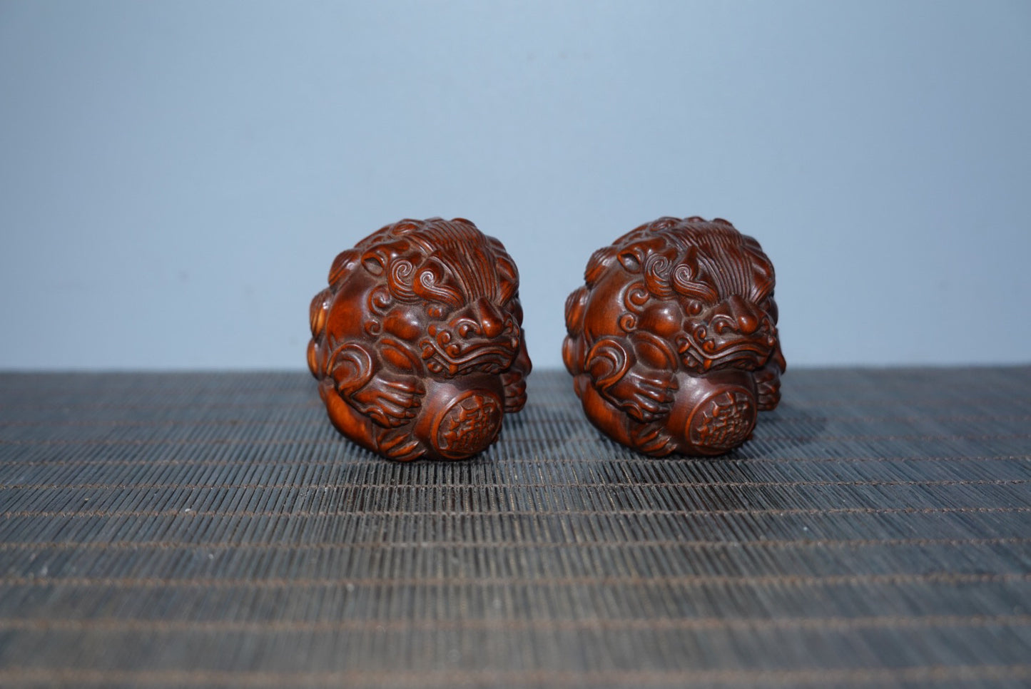 Collection Huangyang Wood Carved Pixiu Health Ball Pair of Gifts