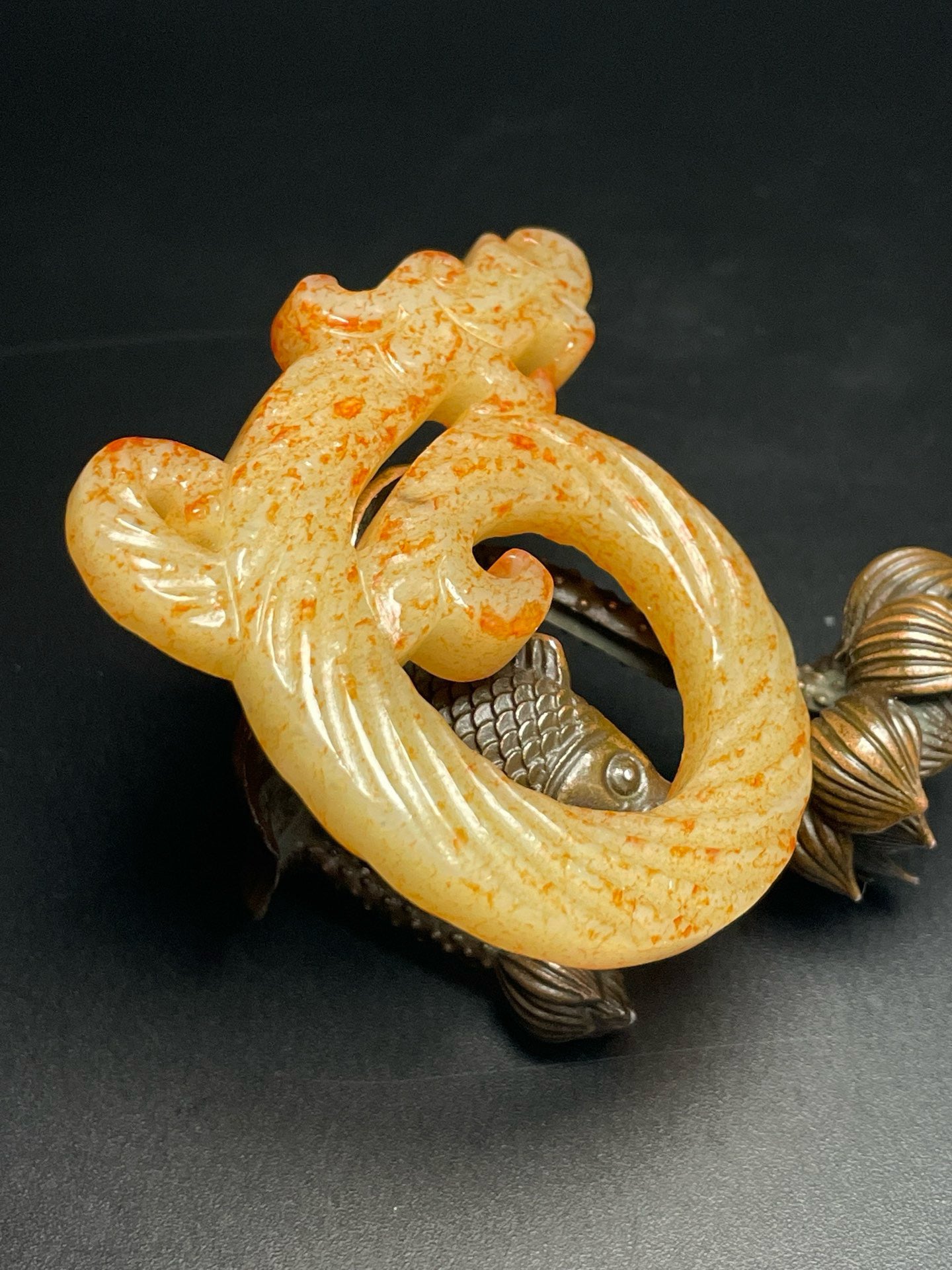 Chinese antique Hotan Jade twisted silk pattern dragon jade pieces