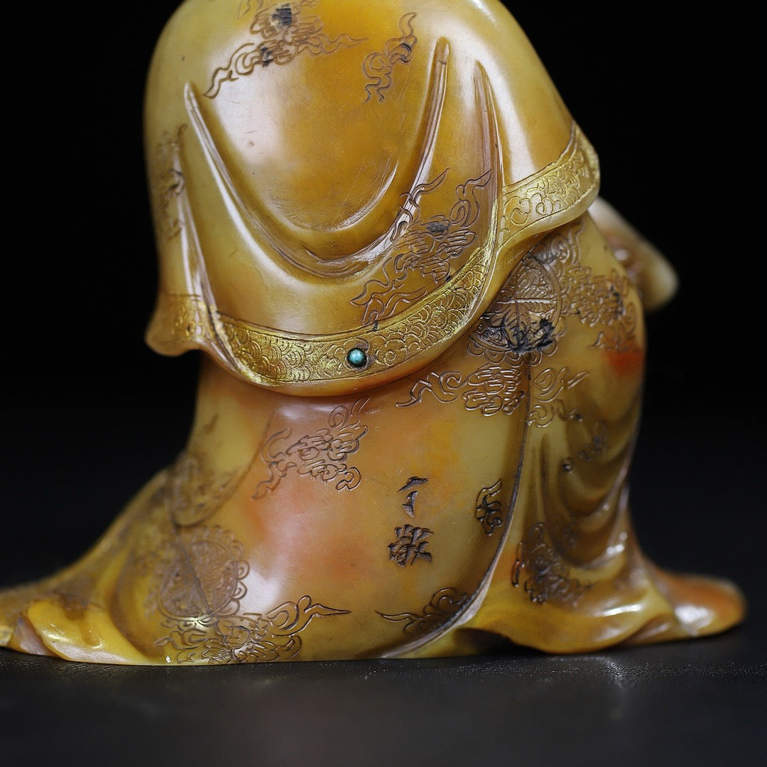 Chinese Antique Shoushan Stone Guanyin Seal Decoration