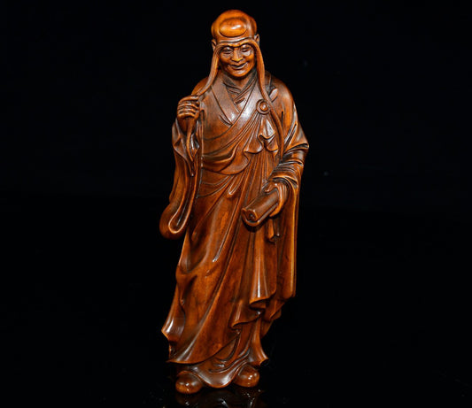 Boxwood long eyebrow Arhat decoration