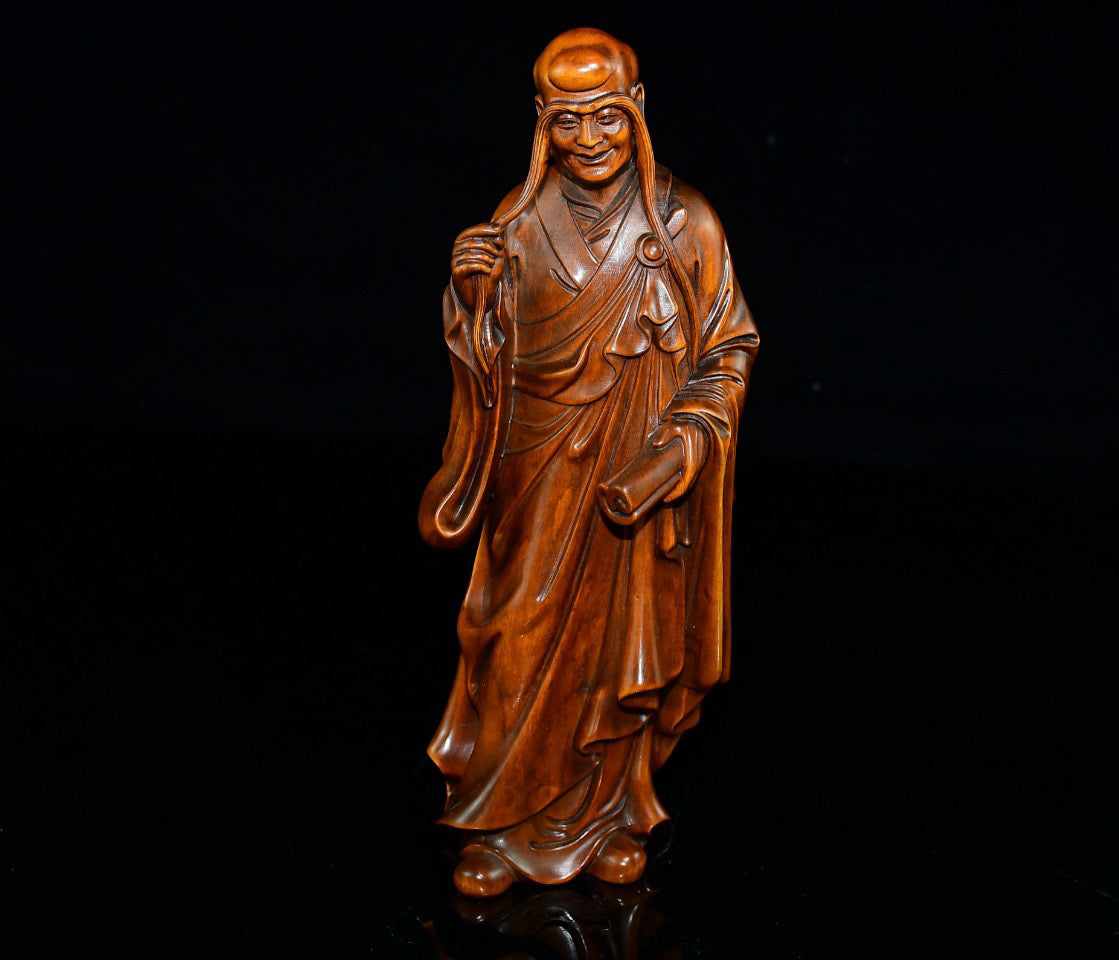 Boxwood long eyebrow Arhat decoration