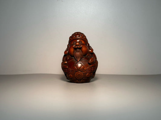 Chinese antique boxwood carving with exquisite craftsmanship to carve the God of Wealth