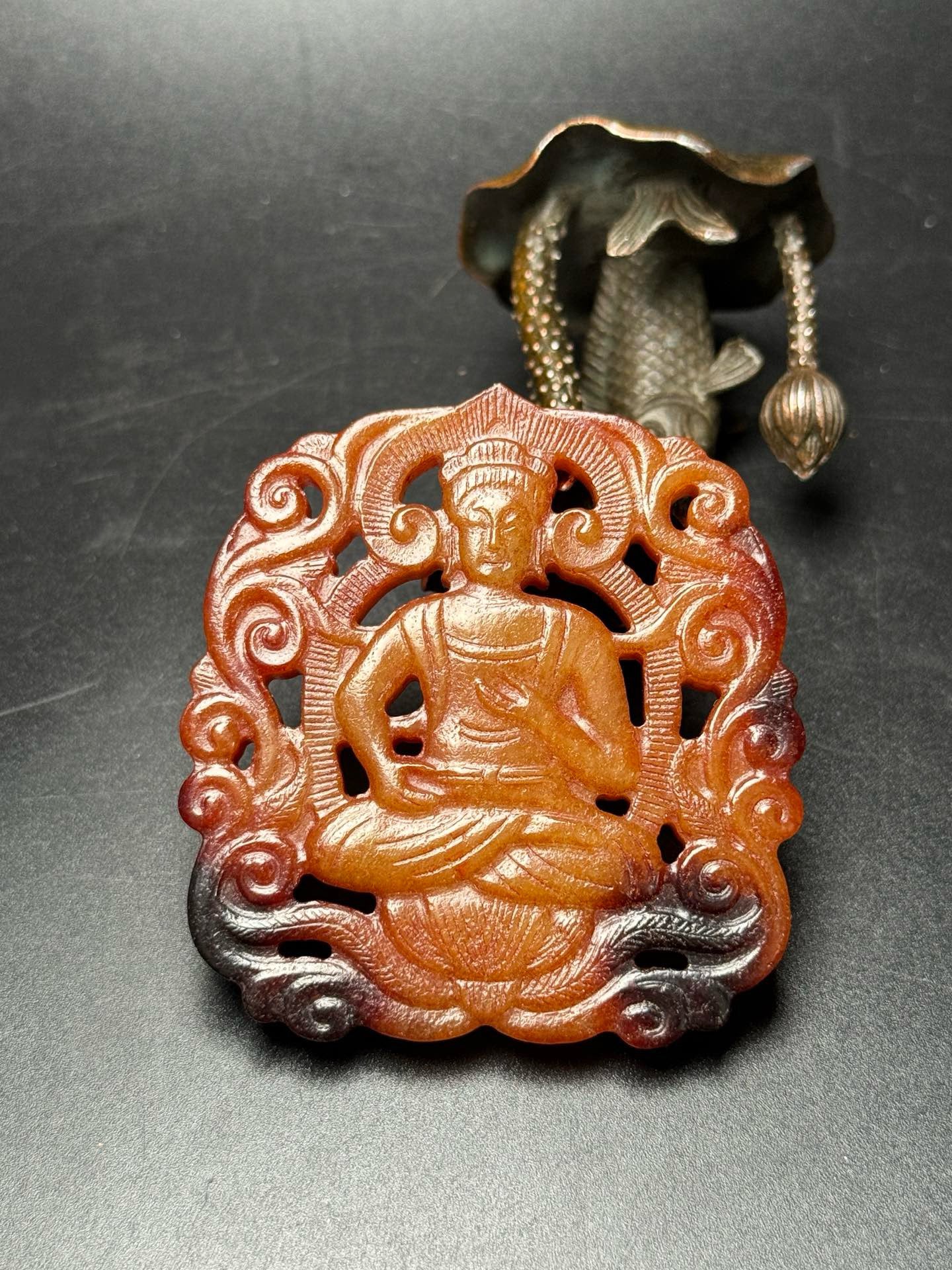 Chinese antique Hotan Jade Guanyin jade pendant