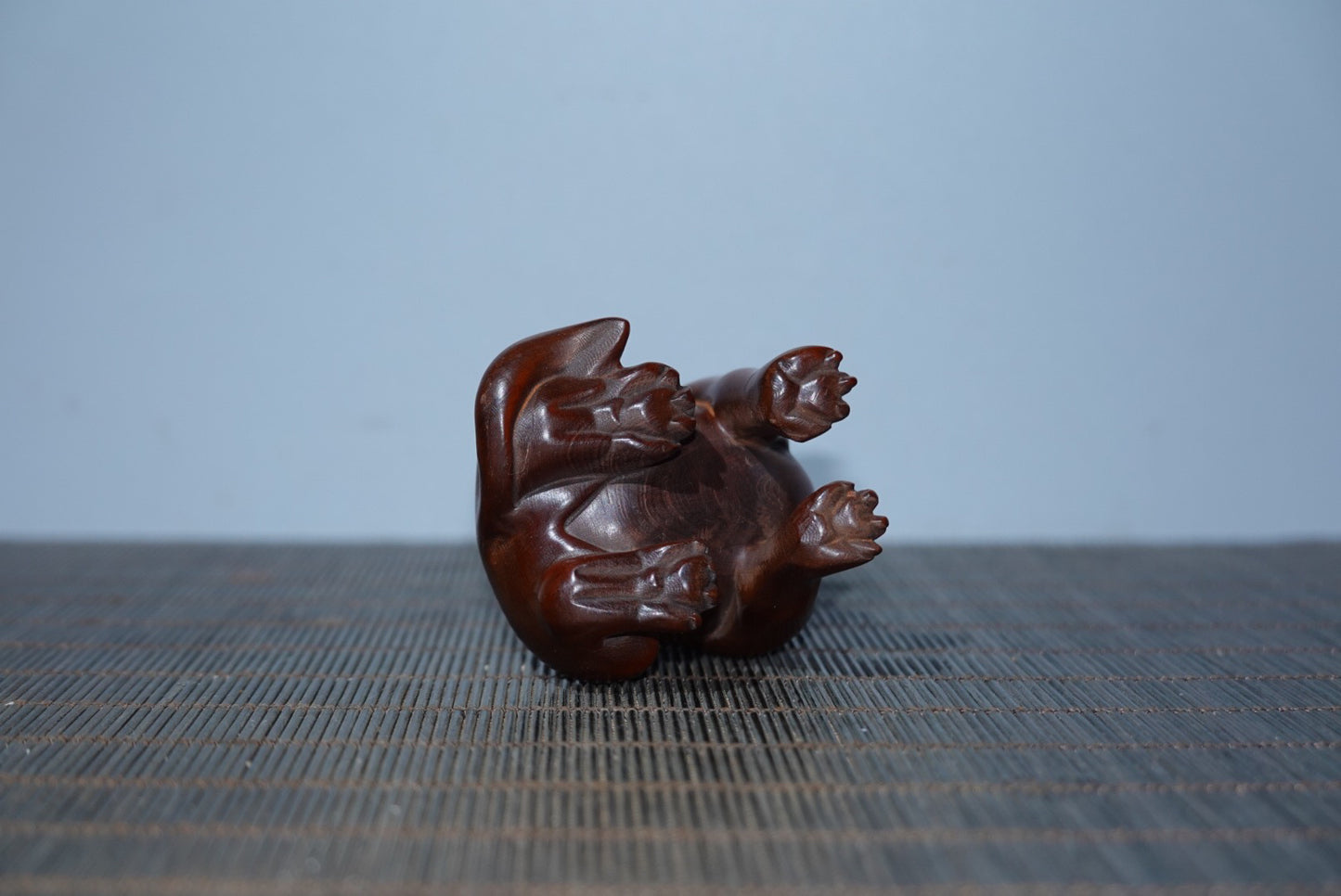 Collected boxwood carved dog and Wangcai statue decoration