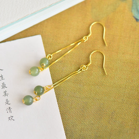 Silver Hotan Jade Qinghai Earrings