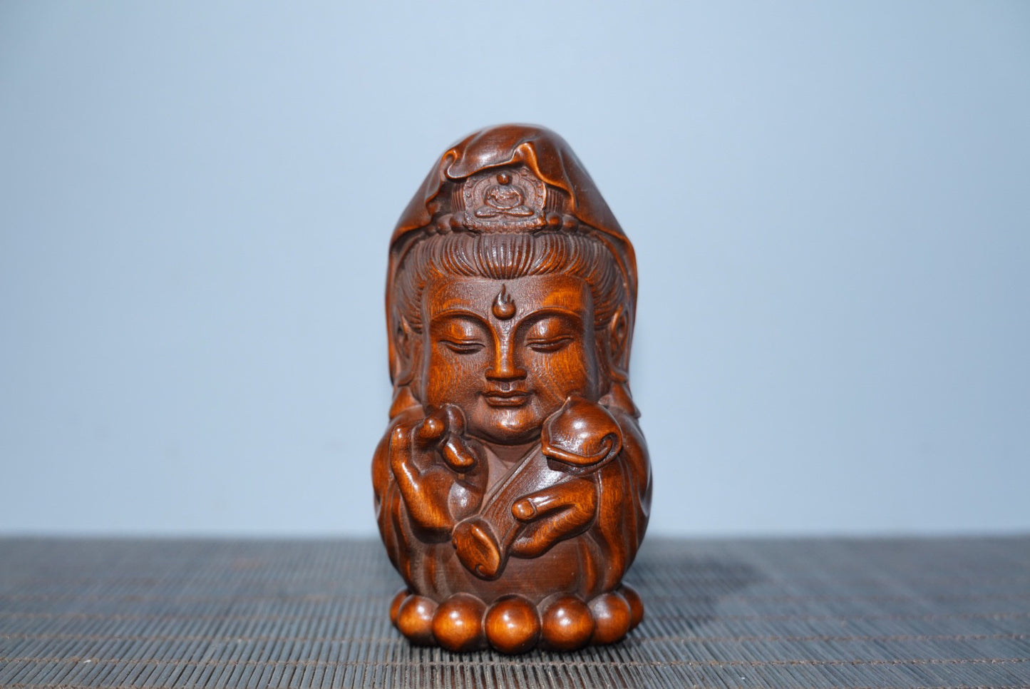Collected boxwood carved Guanyin ornaments, furniture ornaments