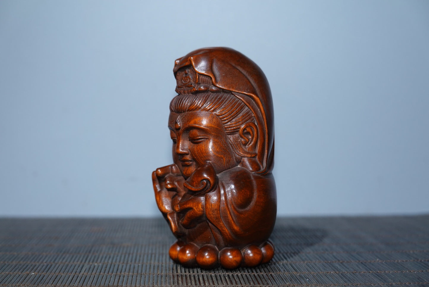 Collected boxwood carved Guanyin ornaments, furniture ornaments