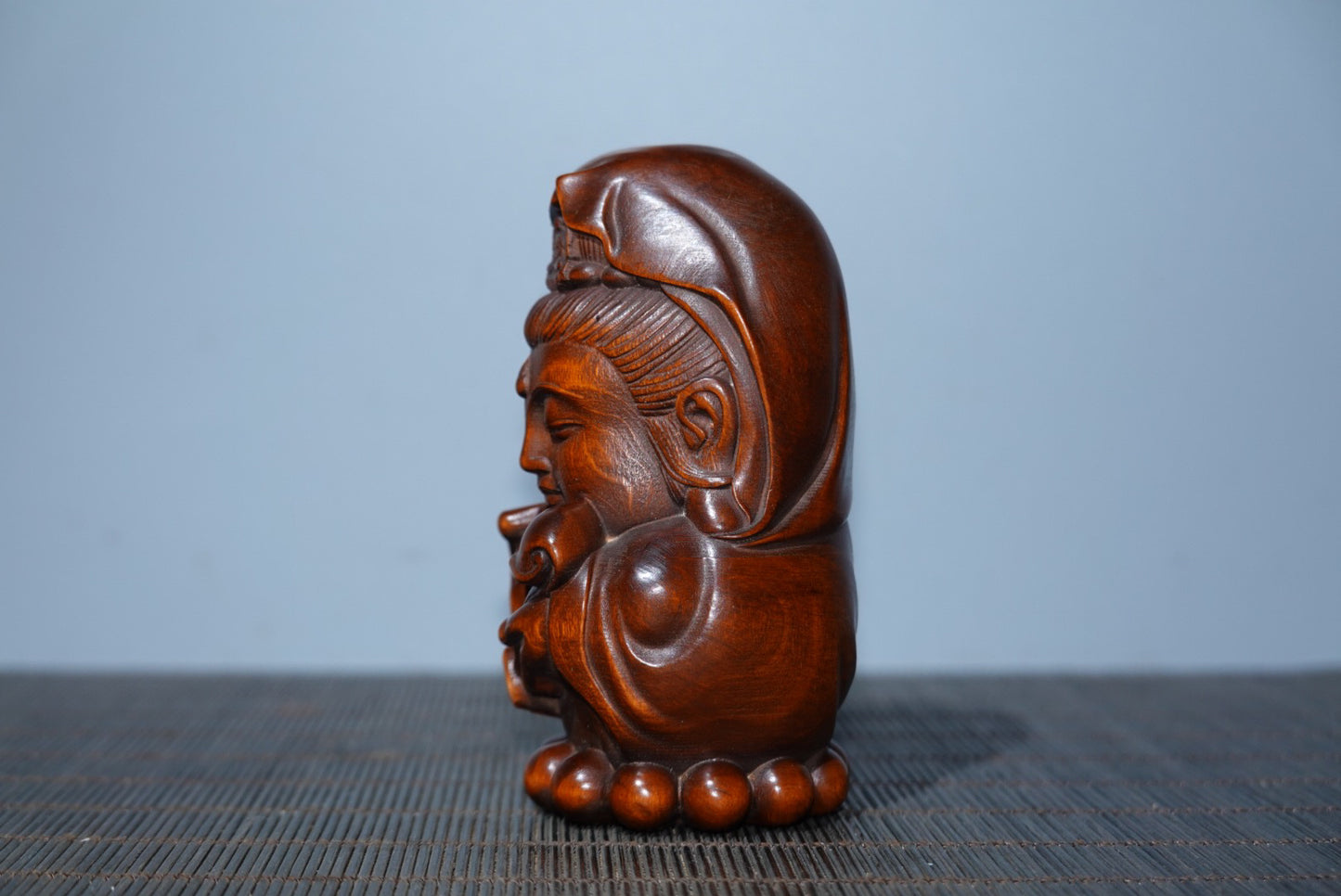Collected boxwood carved Guanyin ornaments, furniture ornaments