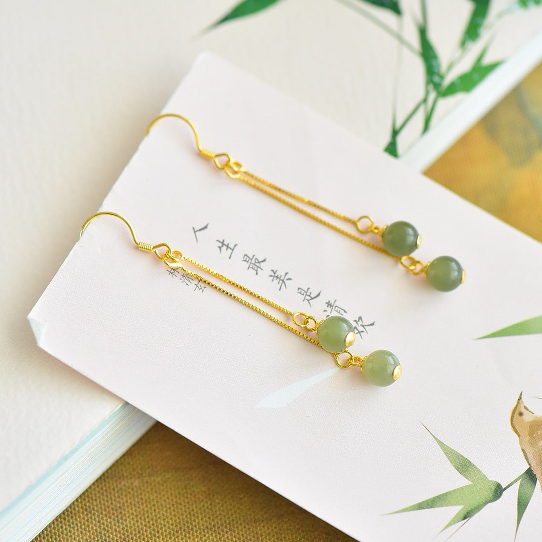 Silver Hotan Jade Qinghai Earrings