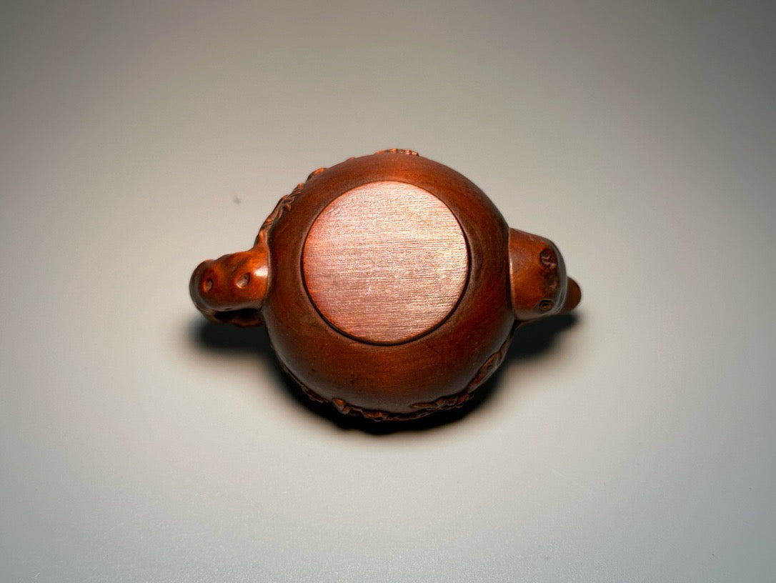 Chinese antique boxwood carving with exquisite craftsmanship, plum blossom bird pot