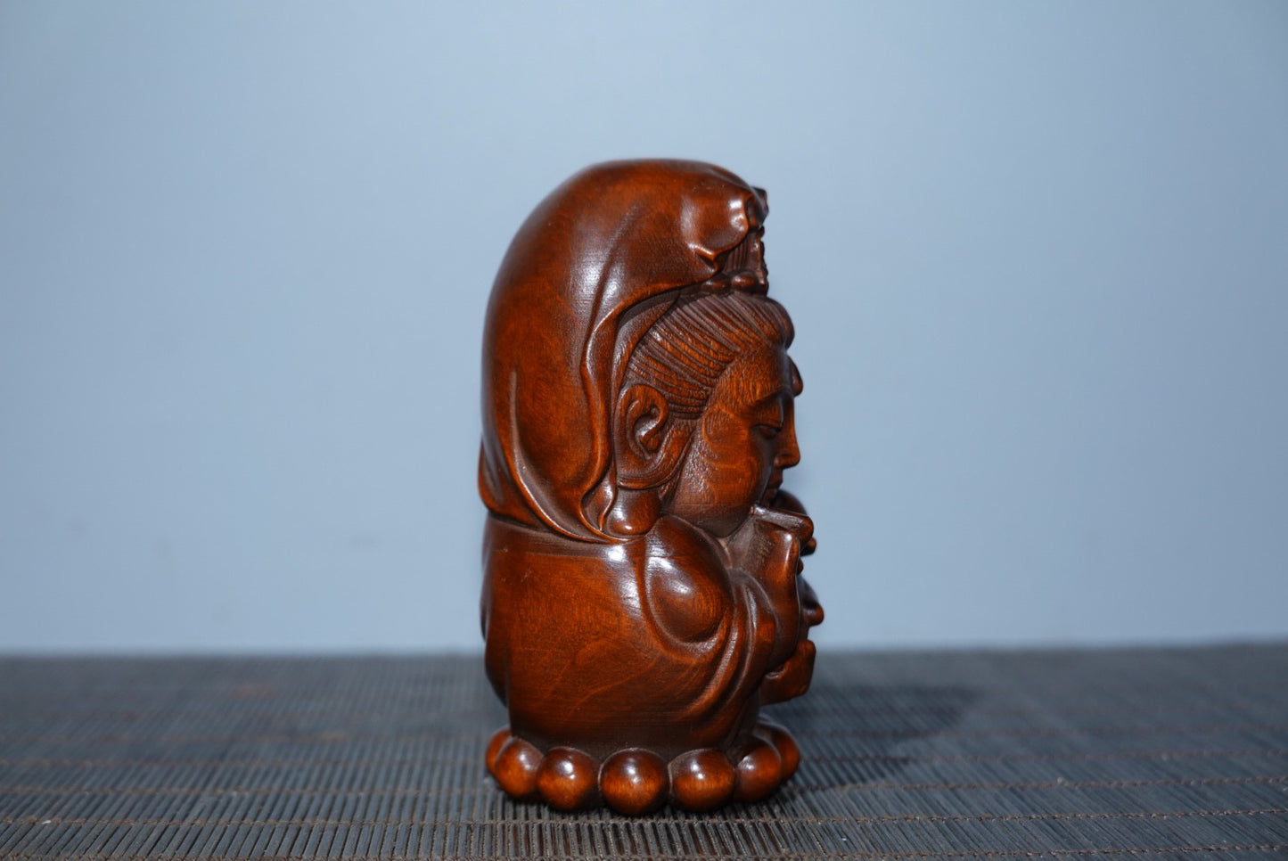 Collected boxwood carved Guanyin ornaments, furniture ornaments