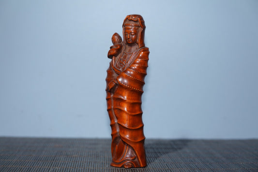 Collected boxwood carved Guanyin ornaments, furniture ornaments