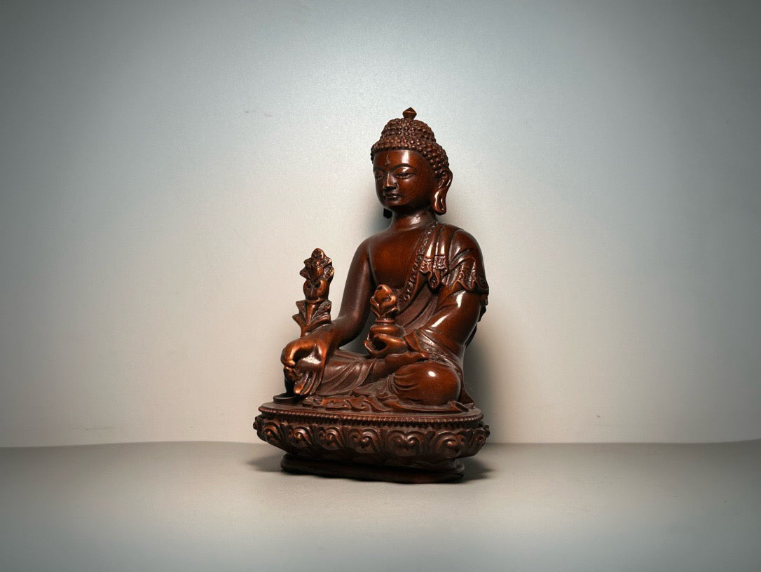 Chinese antique boxwood carving with exquisite craftsmanship to carve Tibetan Buddha