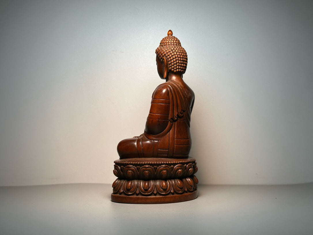 Chinese antique boxwood carving with exquisite craftsmanship, carving medicine jars and storing Buddha