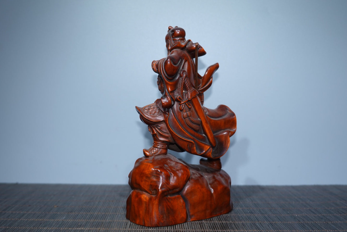 Collected boxwood carved Guan Gong ornaments, furniture ornaments
