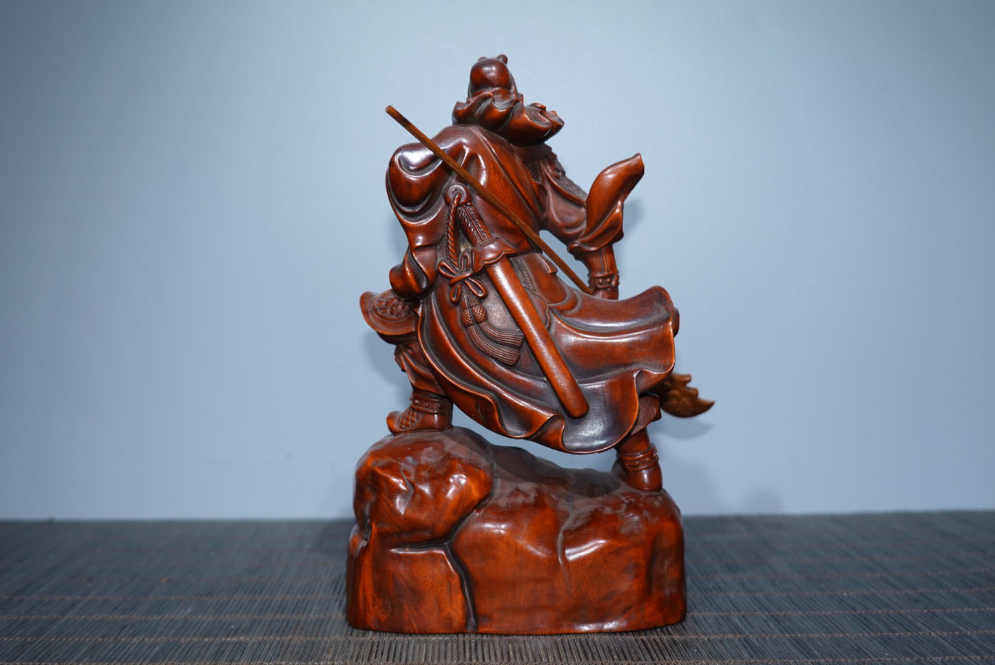 Collected boxwood carved Guan Gong ornaments, furniture ornaments