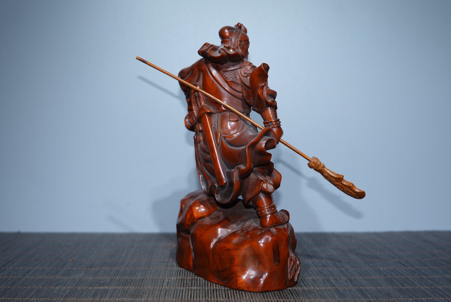 Collected boxwood carved Guan Gong ornaments, furniture ornaments