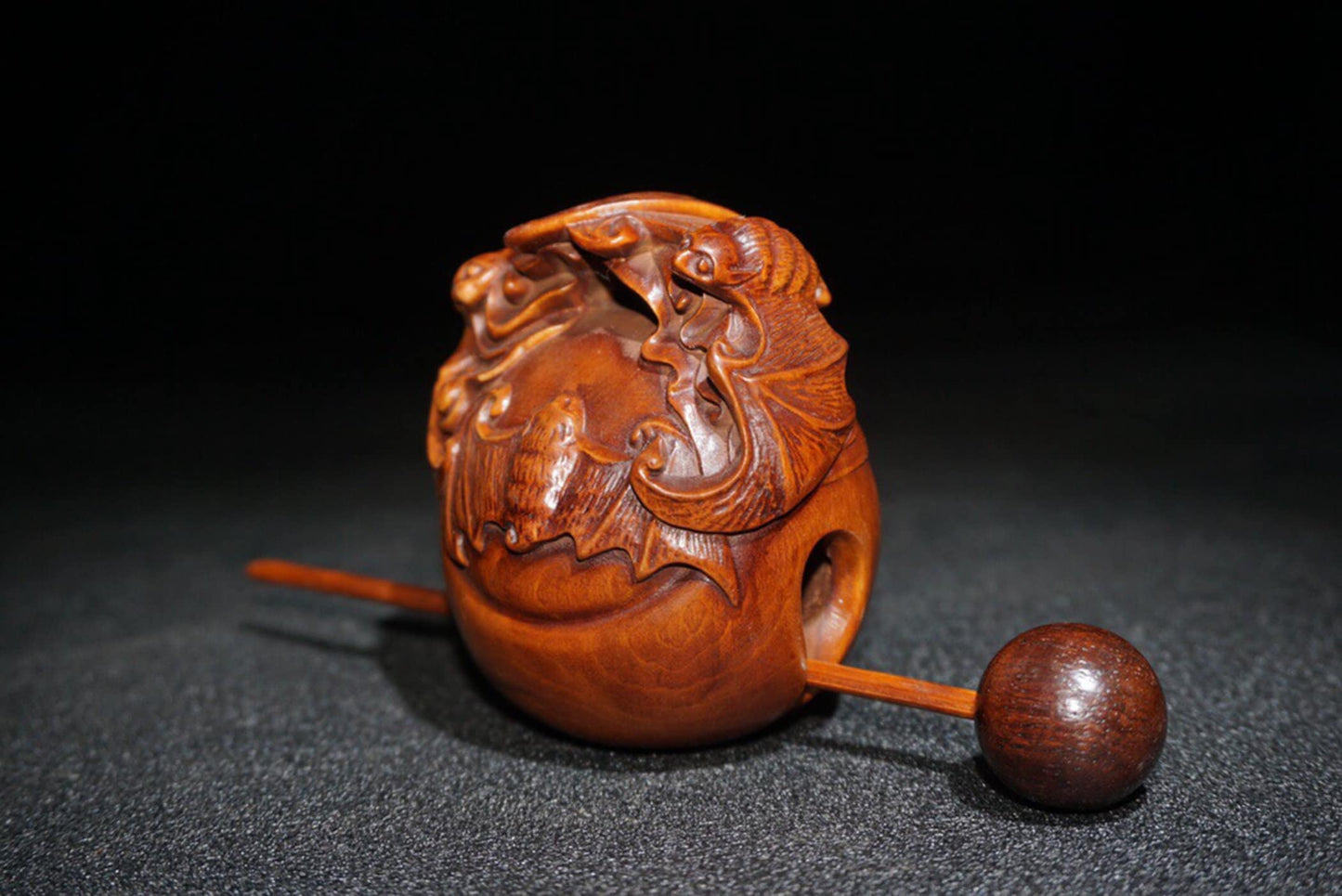 Hand carved boxwood carved wooden fish
