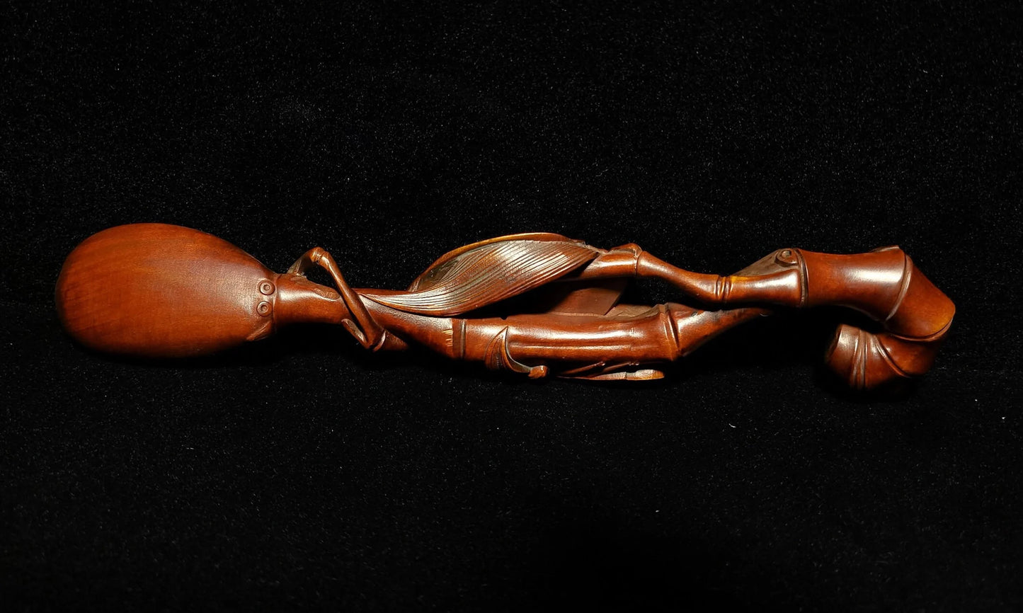 Wooden tea shovel hand-carved boxwood cicada tea shovel