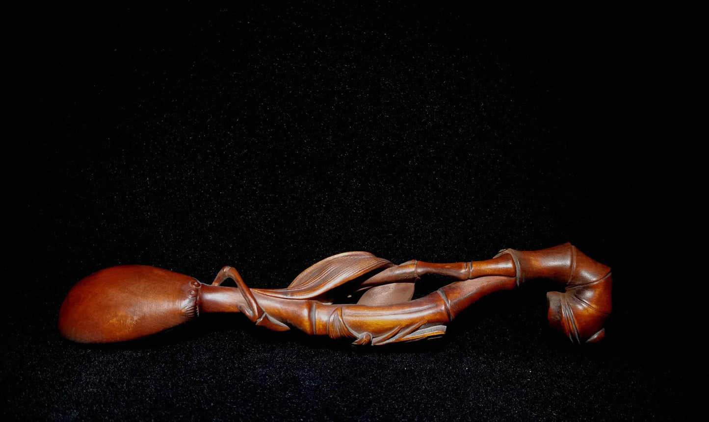 Wooden tea shovel hand-carved boxwood cicada tea shovel