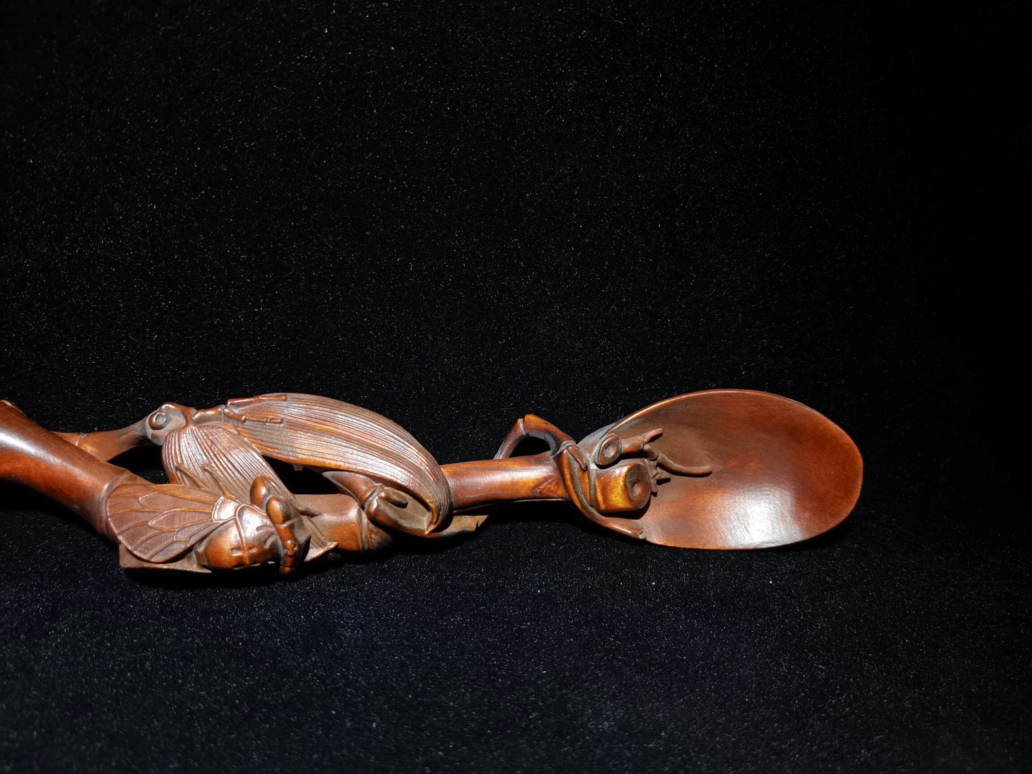 Wooden tea shovel hand-carved boxwood cicada tea shovel